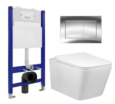 Комплект 3 в 1 инсталляция Enio Tecnico 50 EN8050050 + Унитаз Vincea Q-Line VT1-12 + кнопка хром