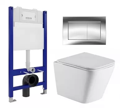Комплект 3 в 1 инсталляция Enio Tecnico 50 EN8050050 + Подвесной унитаз WeltWasser Gelbach 043 GL-WT + кнопка хром