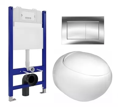 Комплект 3 в 1 инсталляция Enio Tecnico 50 EN8050050 + Подвесной унитаз WeltWasser Jeckenbach + кнопка хром