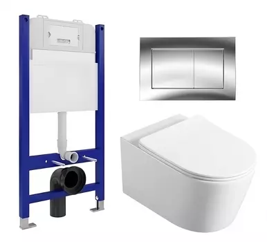 Комплект 3 в 1 инсталляция Enio Tecnico 50 EN8050050 + Унитаз Vincea Cute VT1-24 + кнопка хром