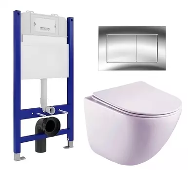 Комплект 3 в 1 инсталляция Enio Tecnico 50 EN8050050 + Унитаз подвесной Esbano Lotus ESUPLOTUW + кнопка хром