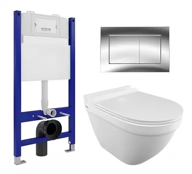 Комплект 3 в 1 инсталляция Enio Tecnico 50 EN8050050 + Унитаз подвесной Iddis Cloud CLORDSEi25 + кнопка хром
