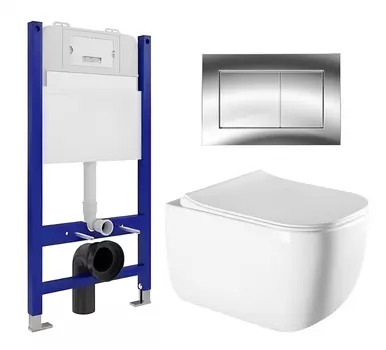 Комплект 3 в 1 инсталляция Enio Tecnico 50 EN8050050 + Унитаз подвесной Vincea Form VT1-35 + кнопка хром