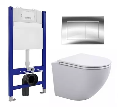 Комплект 3 в 1 инсталляция Enio Tecnico 50 EN8050050 + Подвесной унитаз SinteSi EVI + кнопка хром