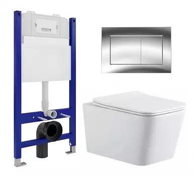 Комплект 3 в 1 инсталляция Enio Tecnico 50 EN8050050 + Подвесной унитаз SinteSi BALTI + кнопка хром