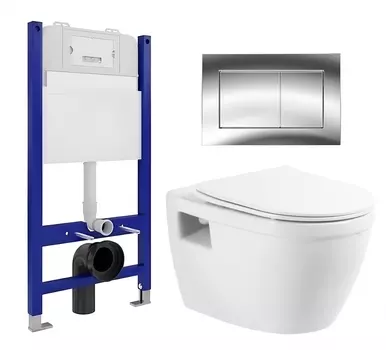 Комплект 3 в 1 инсталляция Enio Tecnico 50 EN8050050 + Унитаз подвесной BelBagno Loto BB070CHR/SC + кнопка хром