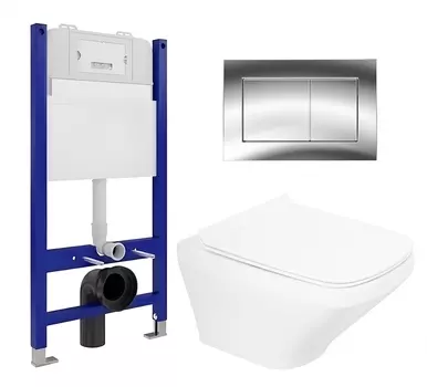 Комплект 3 в 1 инсталляция Enio Tecnico 50 EN8050050 + Унитаз подвесной BelBagno Sela BB3201CHR + кнопка хром