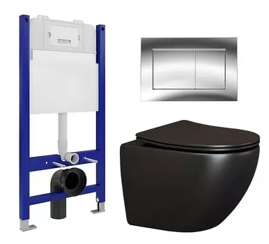 Комплект 3 в 1 инсталляция Enio Tecnico 50 EN8050050 + Унитаз подвесной Ceramica Nova Metropol CN4002MB + кнопка хром