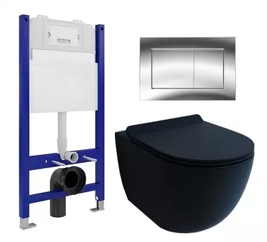 Комплект 3 в 1 инсталляция Enio Tecnico 50 EN8050050 + Унитаз подвесной Esbano Garcia + кнопка хром