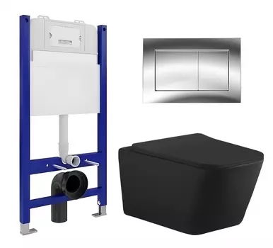 Комплект 3 в 1 инсталляция Enio Tecnico 50 EN8050050 + Унитаз подвесной Aquanet Tavr-W BW 287011 + кнопка хром