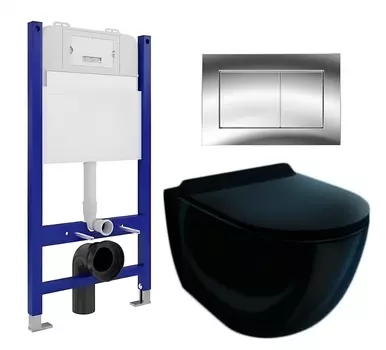 Комплект 3 в 1 инсталляция Enio Tecnico 50 EN8050050 + Унитаз подвесной Esbano Garcia ESUPGARCB + кнопка хром