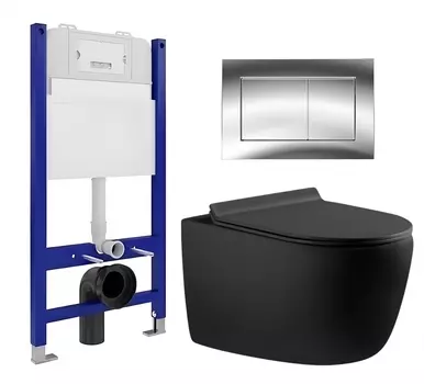 Комплект 3 в 1 инсталляция Enio Tecnico 50 EN8050050 + Унитаз подвесной Aquanet Cetus 287008 + кнопка хром