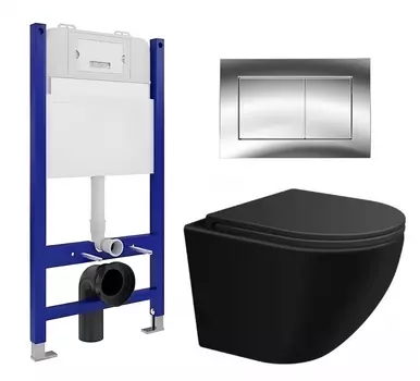Комплект 3 в 1 инсталляция Enio Tecnico 50 EN8050050 + Подвесной унитаз SinteSi EVI + кнопка хром