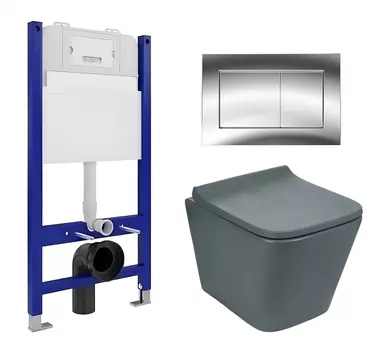 Комплект 3 в 1 инсталляция Enio Tecnico 50 EN8050050 + Унитаз подвесной Weltwasser WW SK Gelbach 041 MT-GR + кнопка хром