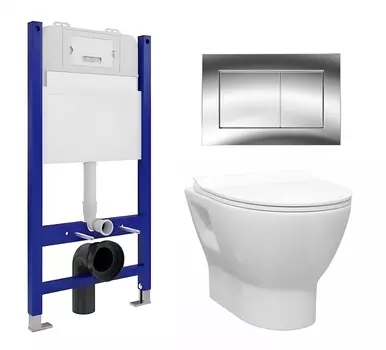 Комплект 3 в 1 инсталляция Enio Tecnico 50 EN8050050 + Унитаз подвесной Enio Nativo EN1270551 + кнопка хром