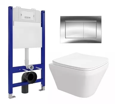 Комплект 3 в 1 инсталляция Enio Tecnico 50 EN8050050 + Унитаз подвесной Enio Vicino EN9170544 + кнопка хром