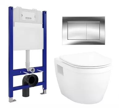 Комплект 3 в 1 инсталляция Enio Tecnico 50 EN8050050 + Унитаз подвесной Enio Bolo EN8350034 + кнопка хром