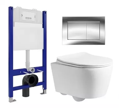 Комплект 3 в 1 инсталляция Enio Tecnico 50 EN8050050 + Унитаз подвесной CeruttiSpa Sella PP 9738 + кнопка хром
