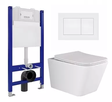 Комплект 3 в 1 инсталляция Enio Tecnico 50 EN8050050 + Унитаз подвесной Ceramica Nova Metric Rimless CN3007 + кнопка белая матовая