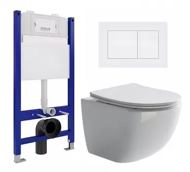 Комплект 3 в 1 инсталляция Enio Tecnico 50 EN8050050 + Унитаз подвесной Ceramica Nova Forma CN3009 + кнопка белая матовая