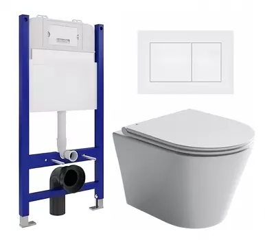 Комплект 3 в 1 инсталляция Enio Tecnico 50 EN8050050 + Унитаз подвесной Ceramica Nova Forma CN3011 + кнопка белая матовая