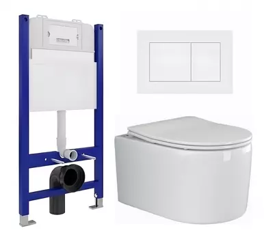 Комплект 3 в 1 инсталляция Enio Tecnico 50 EN8050050 + Унитаз подвесной Ceramica Nova Moments CN3003 + кнопка белая матовая