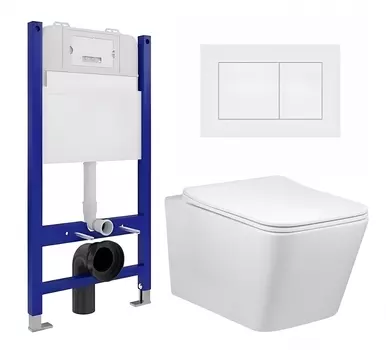 Комплект 3 в 1 инсталляция Enio Tecnico 50 EN8050050 + Унитаз Vincea Q-Line VT1-12 + кнопка белая матовая
