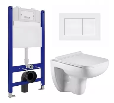 Комплект 3 в 1 инсталляция Enio Tecnico 50 EN8050050 + Подвесной унитаз WeltWasser Kehlbach 004 GL-WT + кнопка белая матовая