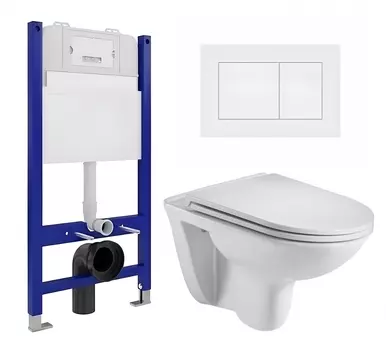 Комплект 3 в 1 инсталляция Enio Tecnico 50 EN8050050 + Подвесной унитаз WeltWasser Baarbach 004 GL-WT + кнопка белая матовая