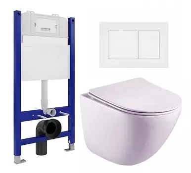 Комплект 3 в 1 инсталляция Enio Tecnico 50 EN8050050 + Унитаз подвесной Esbano Lotus ESUPLOTUW + кнопка белая матовая