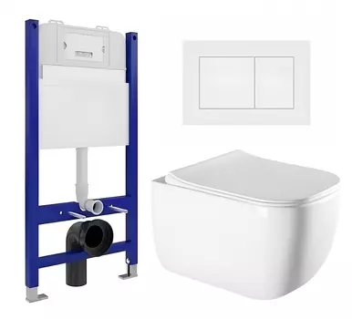 Комплект 3 в 1 инсталляция Enio Tecnico 50 EN8050050 + Унитаз подвесной Vincea Form VT1-35 + кнопка белая матовая
