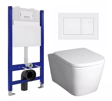 Комплект 3 в 1 инсталляция Enio Tecnico 50 EN8050050 + Унитаз подвесной BelBagno Albano BB120CHR + кнопка белая матовая