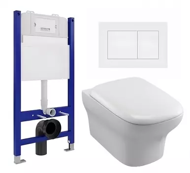 Комплект 3 в 1 инсталляция Enio Tecnico 50 EN8050050 + Унитаз подвесной Jacob Delafon Vox EDM102-00 + кнопка белая матовая
