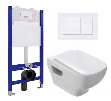 Комплект 3 в 1 инсталляция Enio Tecnico 50 EN8050050 + Унитаз подвесной Jacob Delafon Struktura EDE102-00 + кнопка белая матовая