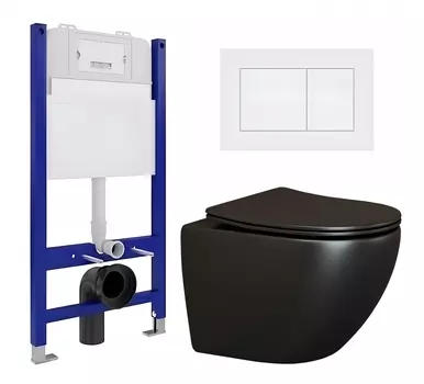 Комплект 3 в 1 инсталляция Enio Tecnico 50 EN8050050 + Унитаз подвесной Ceramica Nova Metropol CN4002MB + кнопка белая матовая