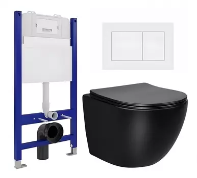 Комплект 3 в 1 инсталляция Enio Tecnico 50 EN8050050 + Унитаз Vincea Globo VT1-14MB + кнопка белая матовая