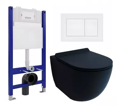 Комплект 3 в 1 инсталляция Enio Tecnico 50 EN8050050 + Унитаз подвесной Esbano Garcia + кнопка белая матовая