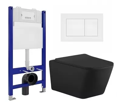 Комплект 3 в 1 инсталляция Enio Tecnico 50 EN8050050 + Унитаз подвесной Aquanet Tavr-W BW 287011 + кнопка белая матовая