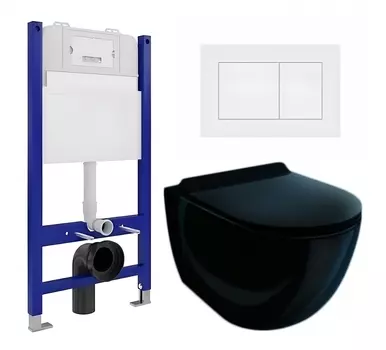Комплект 3 в 1 инсталляция Enio Tecnico 50 EN8050050 + Унитаз подвесной Esbano Garcia ESUPGARCB + кнопка белая матовая