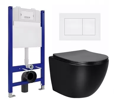 Комплект 3 в 1 инсталляция Enio Tecnico 50 EN8050050 + Унитаз Vincea Globo VT1-14SMB + кнопка белая матовая