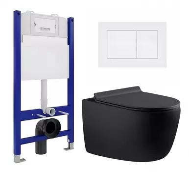 Комплект 3 в 1 инсталляция Enio Tecnico 50 EN8050050 + Унитаз подвесной Aquanet Cetus 287008 + кнопка белая матовая