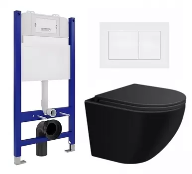 Комплект 3 в 1 инсталляция Enio Tecnico 50 EN8050050 + Подвесной унитаз SinteSi EVI + кнопка белая матовая