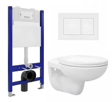Комплект 3 в 1 инсталляция Enio Tecnico 50 EN8050050 + Унитаз подвесной Enio Ekos EN0170571 + кнопка белая матовая