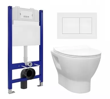 Комплект 3 в 1 инсталляция Enio Tecnico 50 EN8050050 + Унитаз подвесной Enio Nativo EN1270551 + кнопка белая матовая