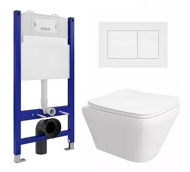 Комплект 3 в 1 инсталляция Enio Tecnico 50 EN8050050 + Унитаз подвесной Enio Vicino EN9170544 + кнопка белая матовая