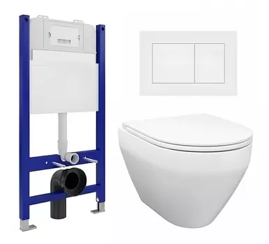 Комплект 3 в 1 инсталляция Enio Tecnico 50 EN8050050 + Унитаз подвесной Enio Cono EN2870522 + кнопка белая матовая