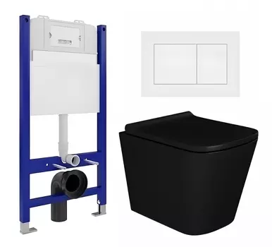 Комплект 3 в 1 инсталляция Enio Tecnico 50 EN8050050 + Унитаз подвесной Enio Binario BL черный EN4180225 + кнопка белая матовая