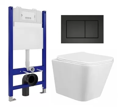 Комплект 3 в 1 инсталляция Enio Tecnico 50 EN8050050 + Унитаз подвесной Taliente Correto CR25200 + кнопка черная матовая