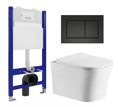 Комплект 3 в 1 инсталляция Enio Tecnico 50 EN8050050 + Подвесной унитаз CeruttiSpa Marmolada aria CT7778 + кнопка черная матовая