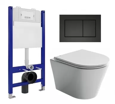 Комплект 3 в 1 инсталляция Enio Tecnico 50 EN8050050 + Унитаз подвесной Ceramica Nova Forma CN3011 + кнопка черная матовая